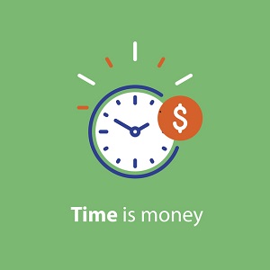 Clock with slogan 'time is money' showing how new features in Windows 11 for Business are time-savers.