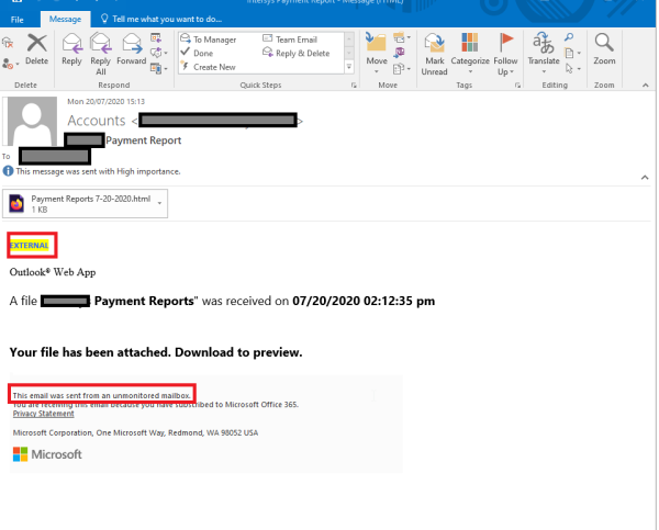 Phishing Email OutlookPaymentReportV1 600x483 