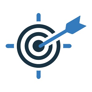 An illustration of an arrow hitting a target, to represent objectives in a business data backup plan.